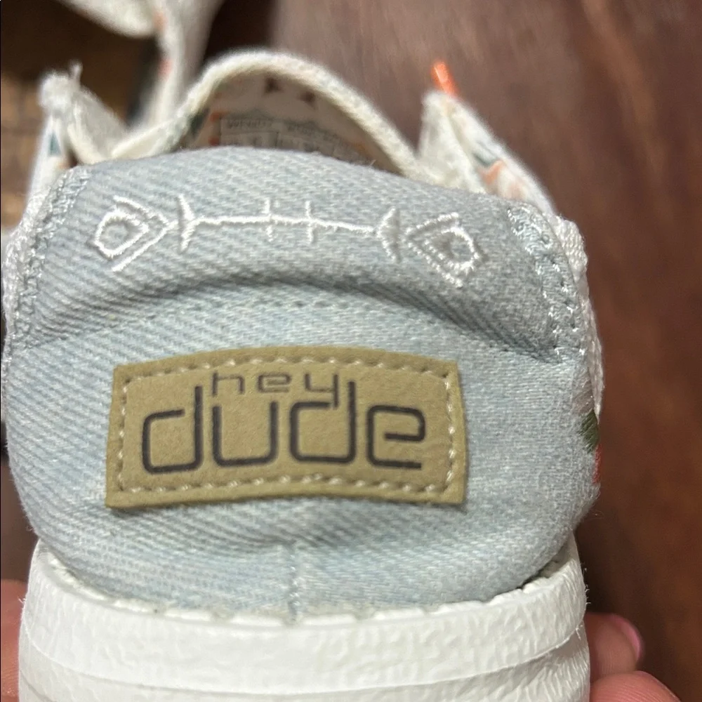 Hey Dude Kids White Moccasins with Orange Accents